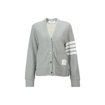 THOM BROWNE Logo Patch 4 Bar Sleeve Cardigan