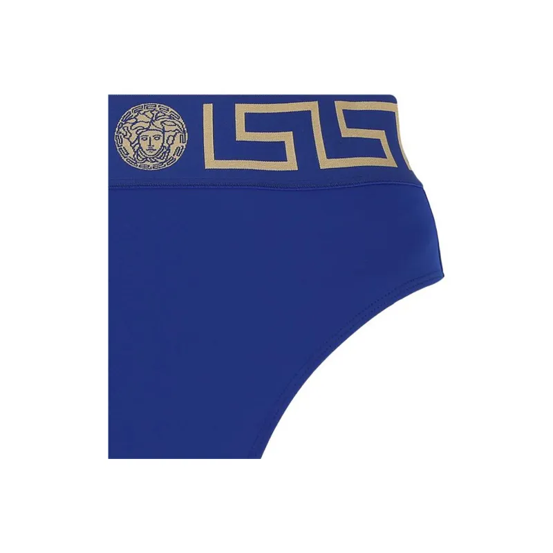 VERSACE Greca Border High Waist Bikini Bottoms 'Purple'-2