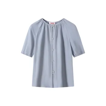 H YXIANG Puff Sleeve T Shirt Women's Light Blue