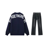 Navy Blue Sweatshirt+Black Gray Jeans