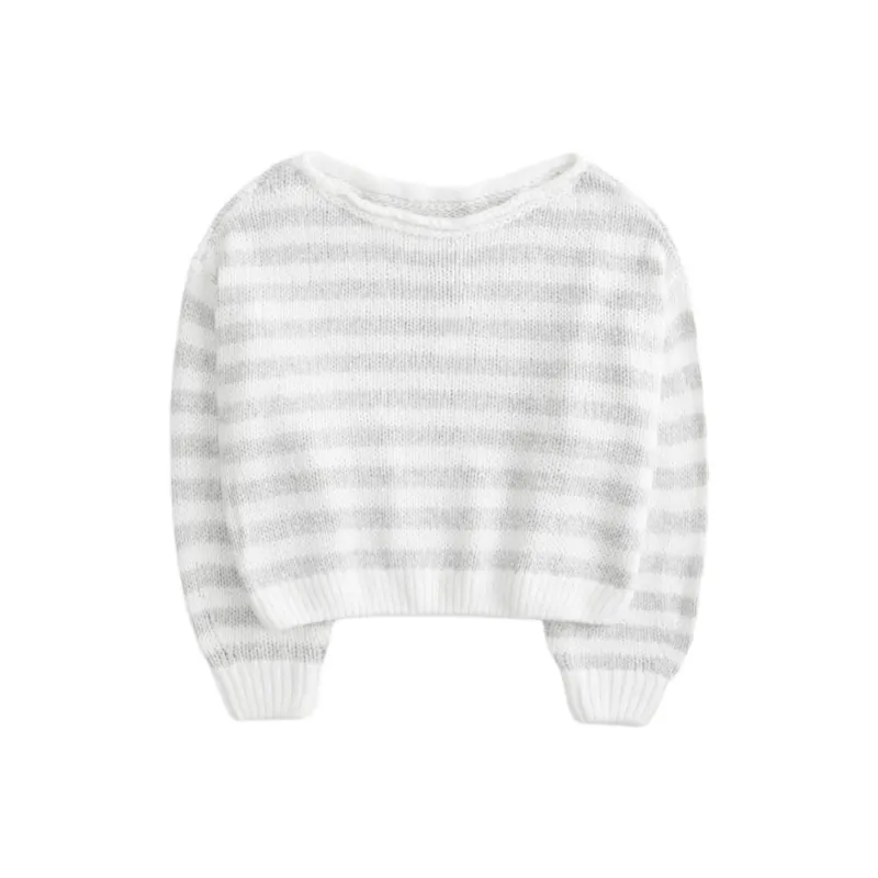 Hollister Sweater Women's Gray Stripes-0