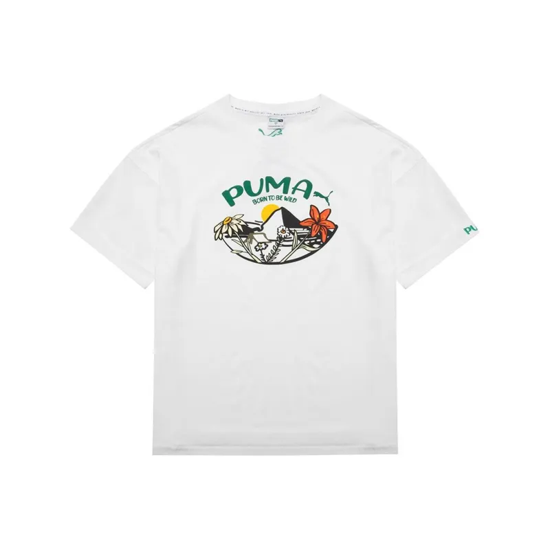 PUMA Drop Shoulder Sleeve T Shirt Women's White-0