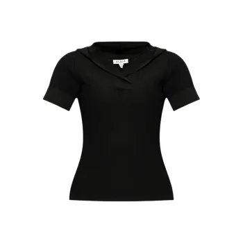 Alaia V Neck Knitted Hooded Top