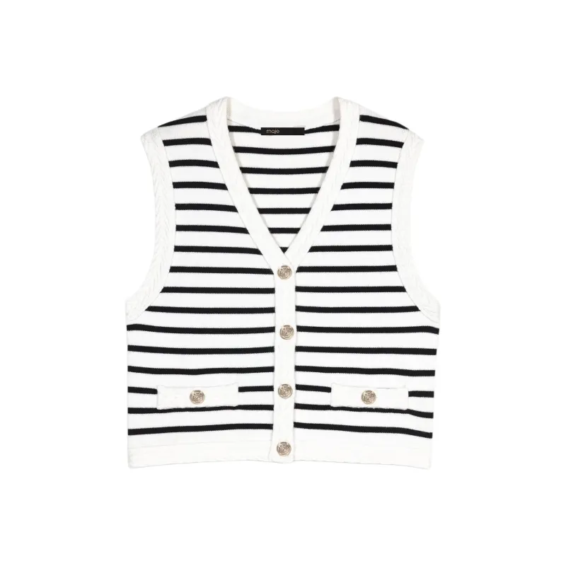 Maje Sleeveless Striped Cardigan-0
