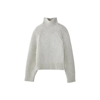 RECTO FW24 COMPACT TURTLE NECK KNIT TOP Sweater Women's White Grey