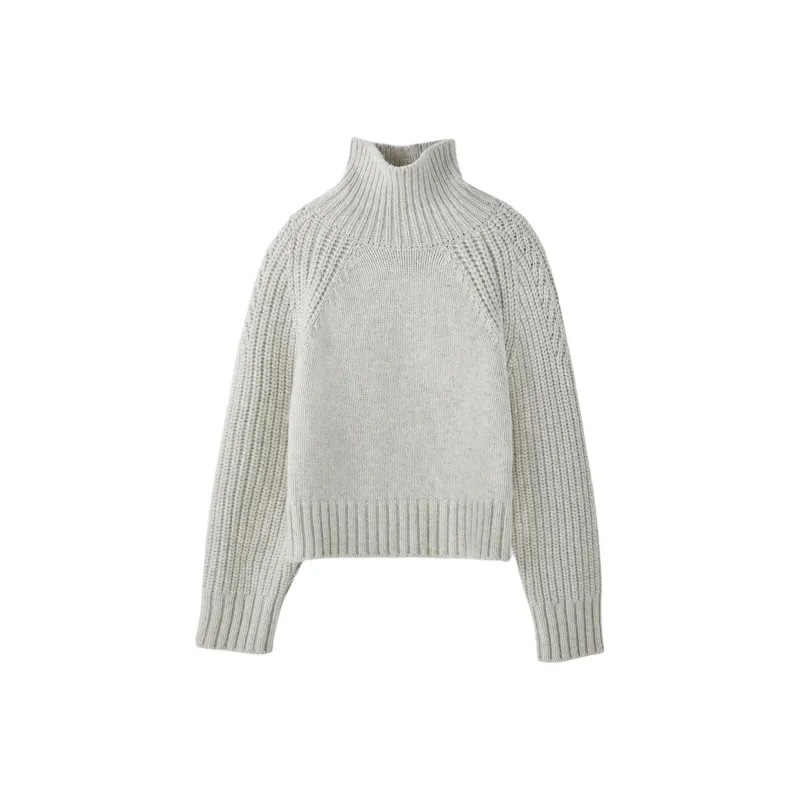 RECTO FW24 COMPACT TURTLE NECK KNIT TOP Sweater Women's White Grey-0