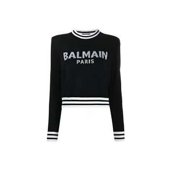 BALMAIN Intarsia knit Logo Jumper
