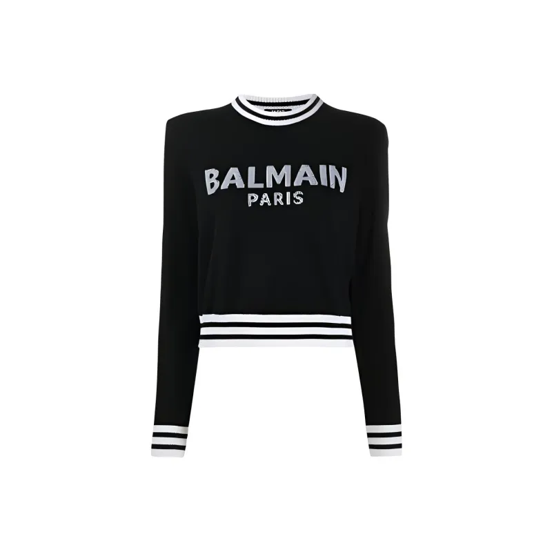 BALMAIN Intarsia-knit Logo Jumper-0