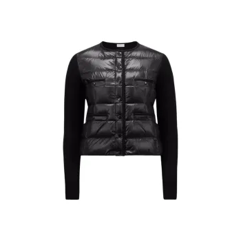 Moncler Padded Wool Cardigan Knitwear Women's Black