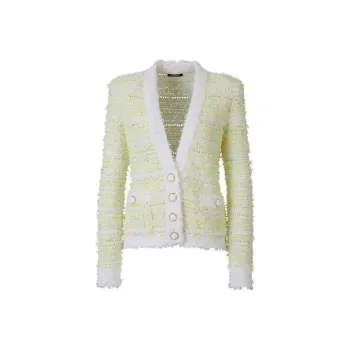BALMAIN V Neck Textured Cardigan