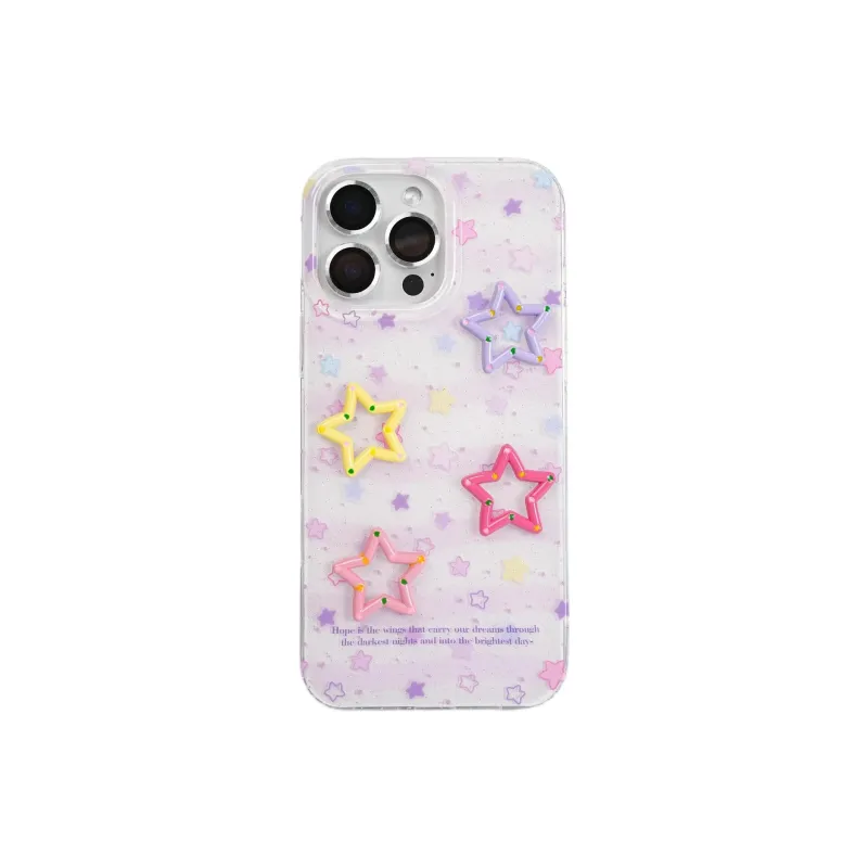 Sopi Acrylic Material Multicolor 3D Effect Stars Phone Cases Compatible With IPhone 16/15 Pro Max/Apple 13/14 Pro/Max-1