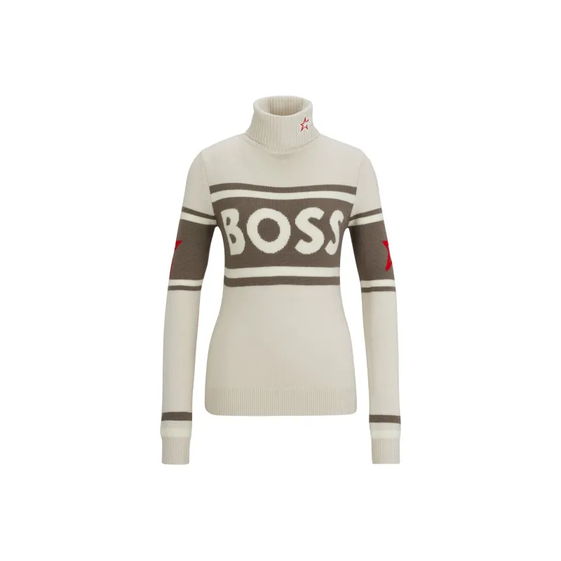 HUGO BOSS x PERFECT MOMENT Collaboration Logo Sweater In Virgin Wool Sweater Women's White-0