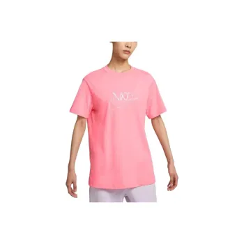Nike Women'ss Letter Print Retro Drop Shoulder T Shirt Pink