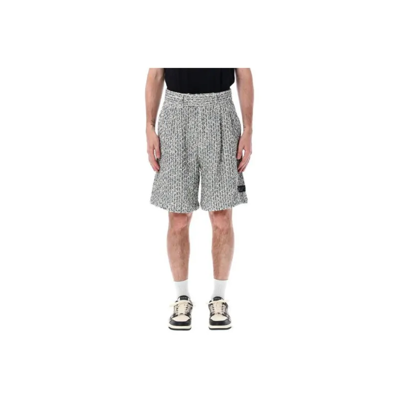 AMIRI Bouclé Logo Patch Tailored Shorts-0