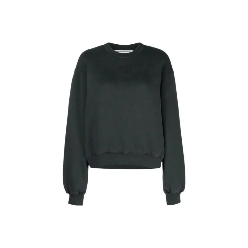 Alexander Wang Puff Paint Logo Essential Terry Crew Sweatshirt Soft Obsidian-0