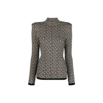 BALMAIN Monogram Turtle Neck Jumper