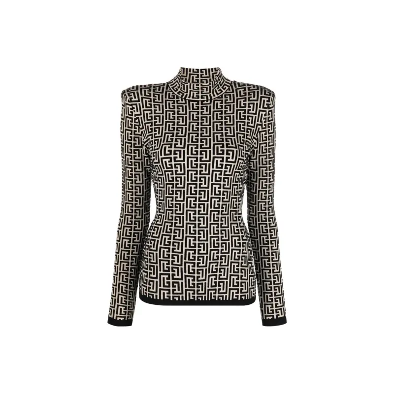 BALMAIN Monogram Turtle Neck Jumper-0