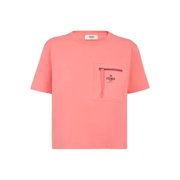 FENDI Zip Detailed Crewneck T Shirt
