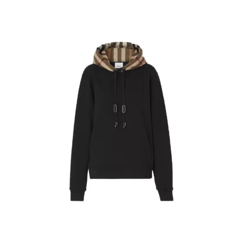 Burberry SS21 Women's Vintage check Cotton Hoodie Black