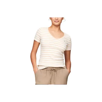 Tommy Hilfiger T-Shirt Women's Khaki & White Striped