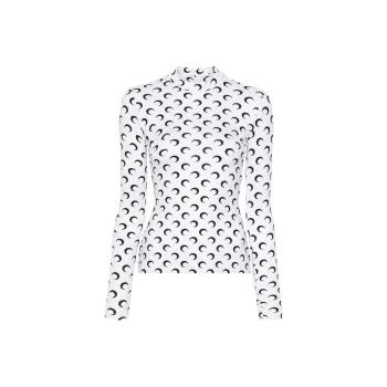 Marine Serre Crescent Print Turtleneck Long Sleeved Top
