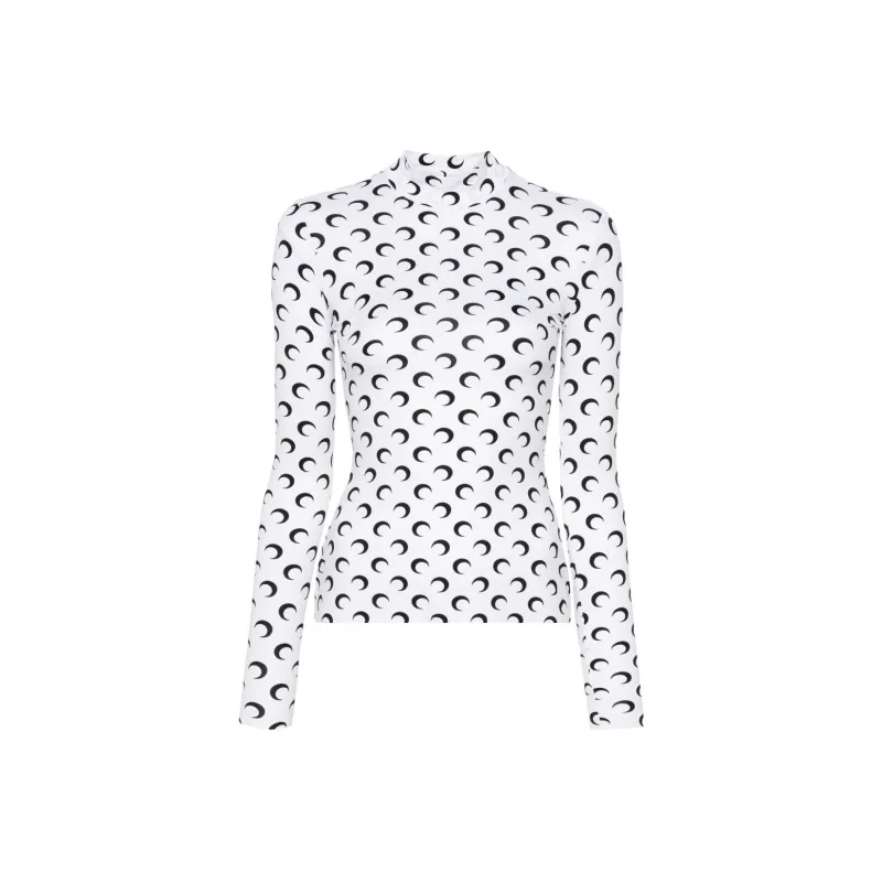 Marine Serre Crescent Print Turtleneck Long Sleeved Top-0