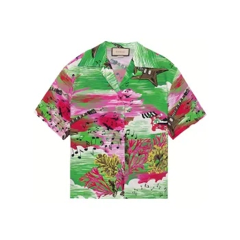 GUCCI Music Ocean Print Bowling Shirt Multi