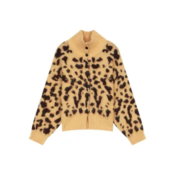 ELF SACK Sweater Women's Leopard Print Yellow