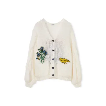 LOEWE Herbarium Mohair Cardigan 'White/Multicolor'