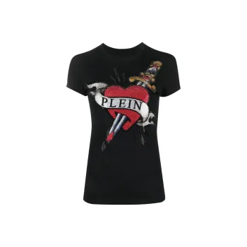 PHILIPP PLEIN Crystal embellished Logo T shirt