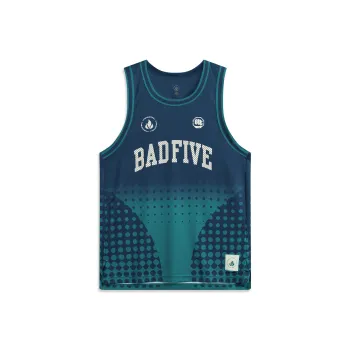 LiNing Badfive Basketball Jersey Men's Dark Navy Blue Dragonfly Green All Over Print