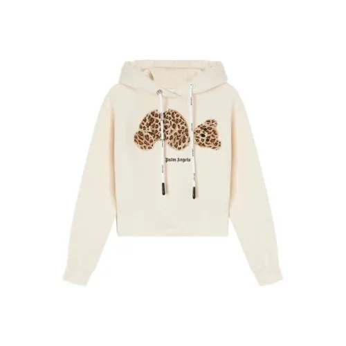 PALM ANGELS Women'ss Leopard Bear Hoodie Off White/Brown