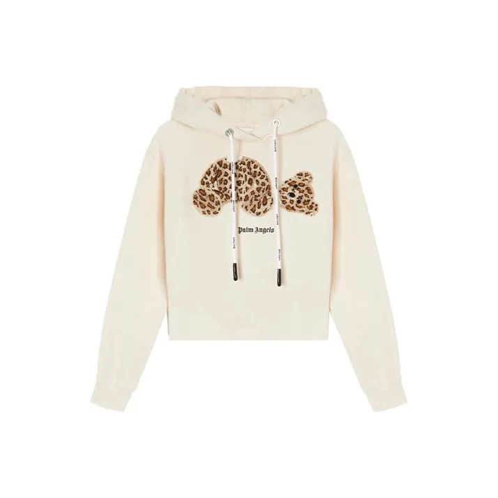 PALM ANGELS Women'ss Leopard Bear Hoodie Off White/Brown-0