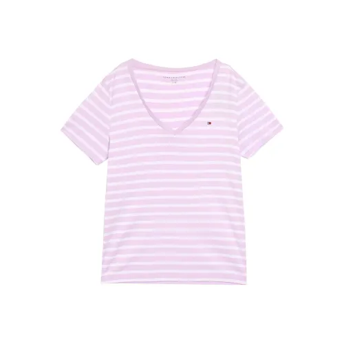 Tommy Hilfiger T Shirt Women's Light Purple & White Striped