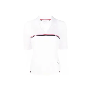 THOM BROWNE Ribbed Cotton Polo Top