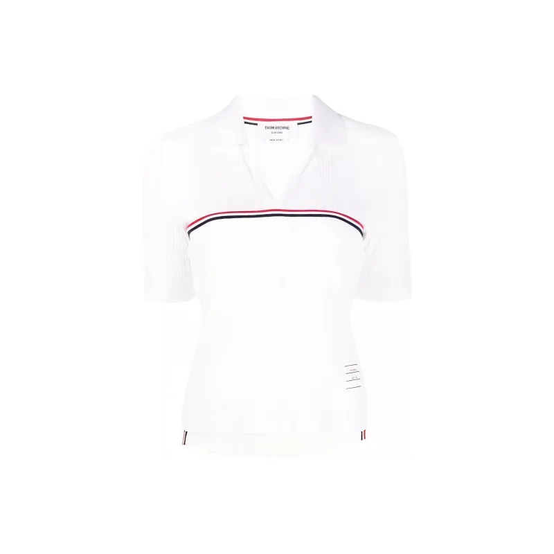 THOM BROWNE Ribbed Cotton Polo Top-0