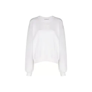 Alexander Wang Essential Terry Crew Puff Paint Sweatshirt White