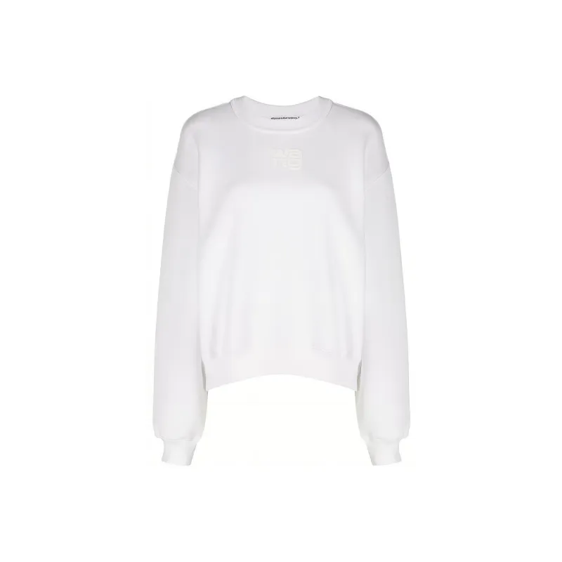 T By Alexander Wang Essential Terry Crew Puff Paint Sweatshirt White-0