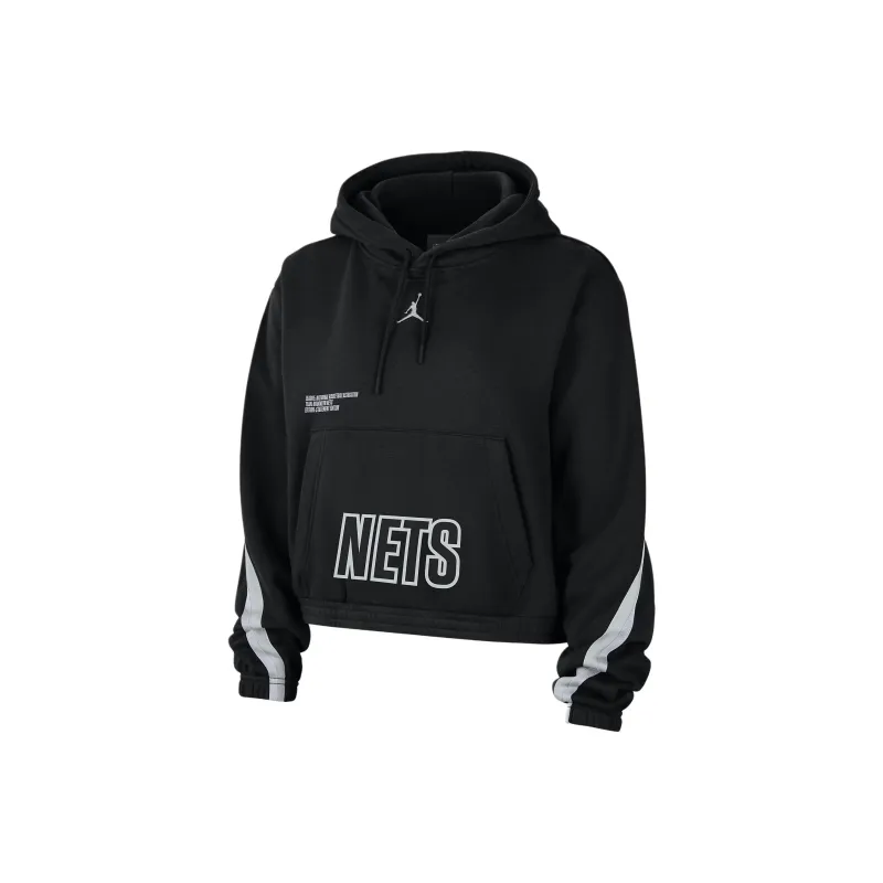 JORDAN Brooklyn Nets Courtside Statement Edition Women's JORDAN Nba Fleece Pullover Hoodie-0