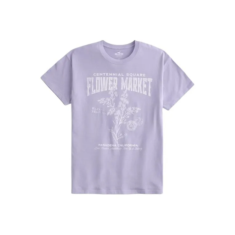 Hollister Drop Shoulder Sleeve T-Shirt Women's Light Purple-0