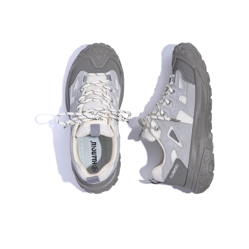HUANQIU Abrasion Resistant Coverage Height Increase Low Top Hiking Shoes Men's Beige Gray-4