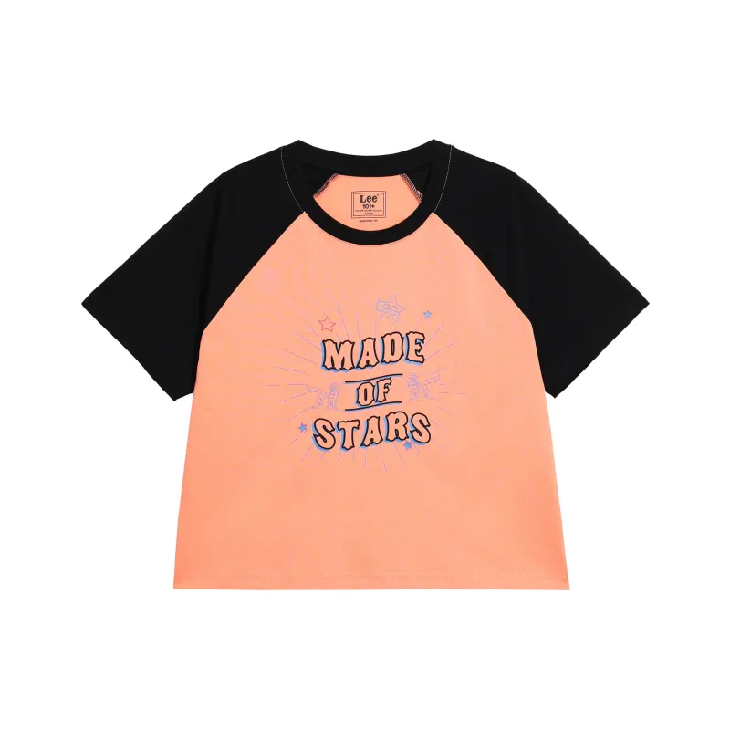 Lee Raglan Sleeve T Shirt Women's Pink Orange-0