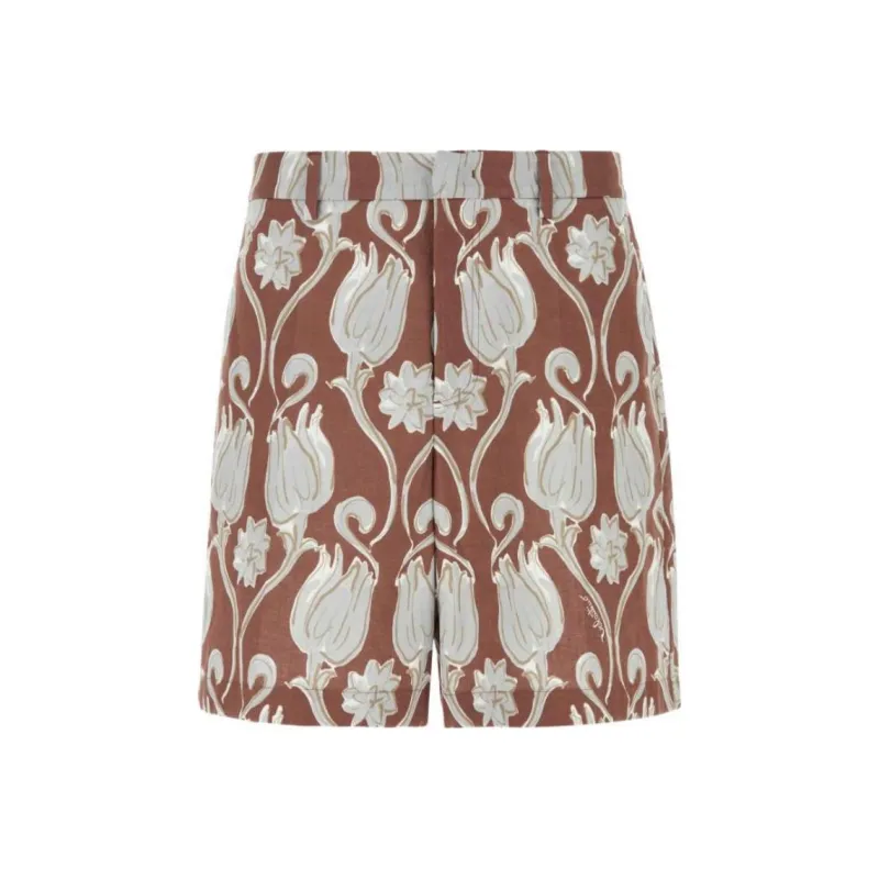 Valentino Floral Patterned Logo Printed Shorts-0
