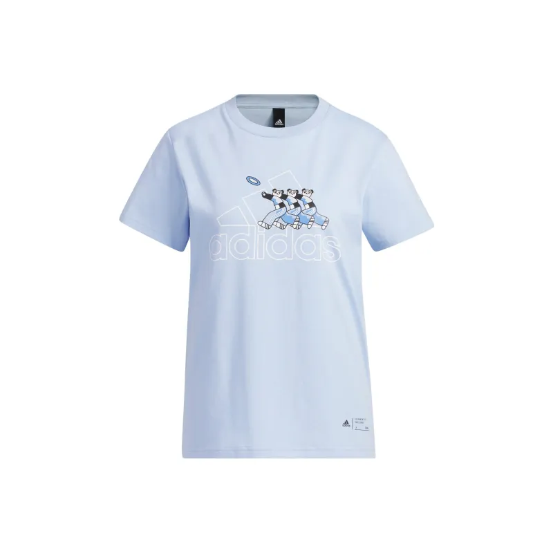 Adidas T Shirt Women's Light Pink Blue-0