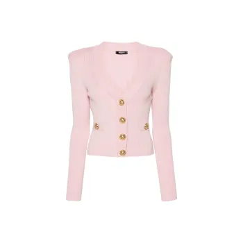 BALMAIN Button Embellished Ribbed Cardigan