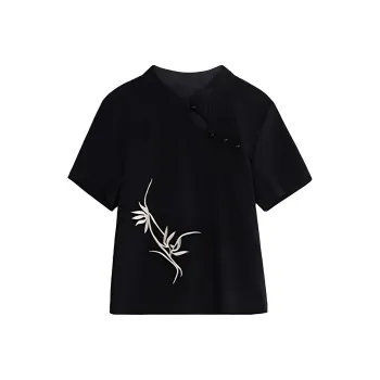 Alxnan Set in Sleeve T Shirt Women's Black