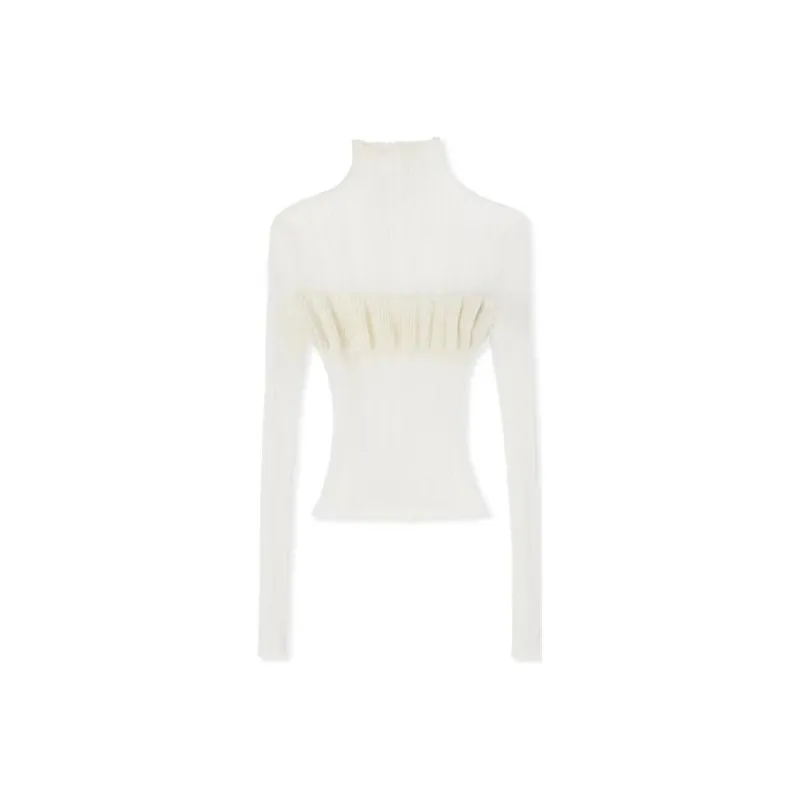 MSGM Sweater With 'Ribbed Cellophane' Concept Sweater Women's White-0