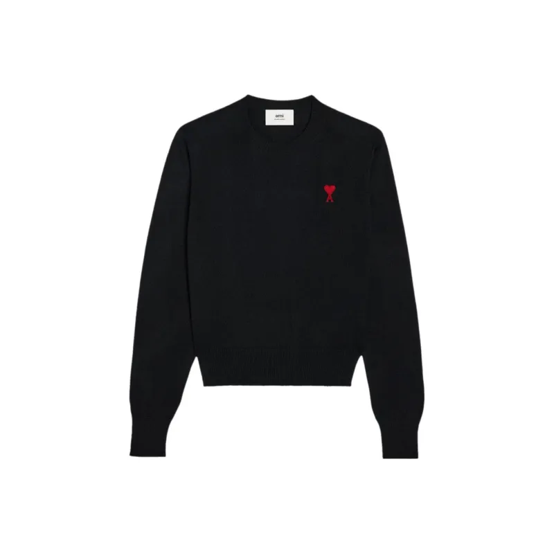 Ami Paris Ami De Coeur Embroidery Crewneck Sweater Black-0