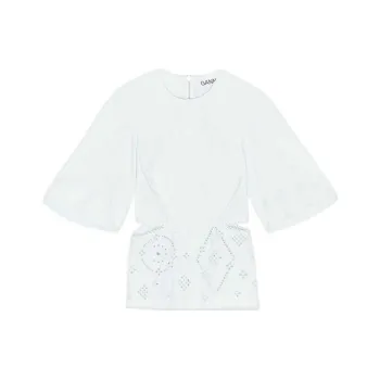 GANNI Broderie Anglaise Crewneck Top