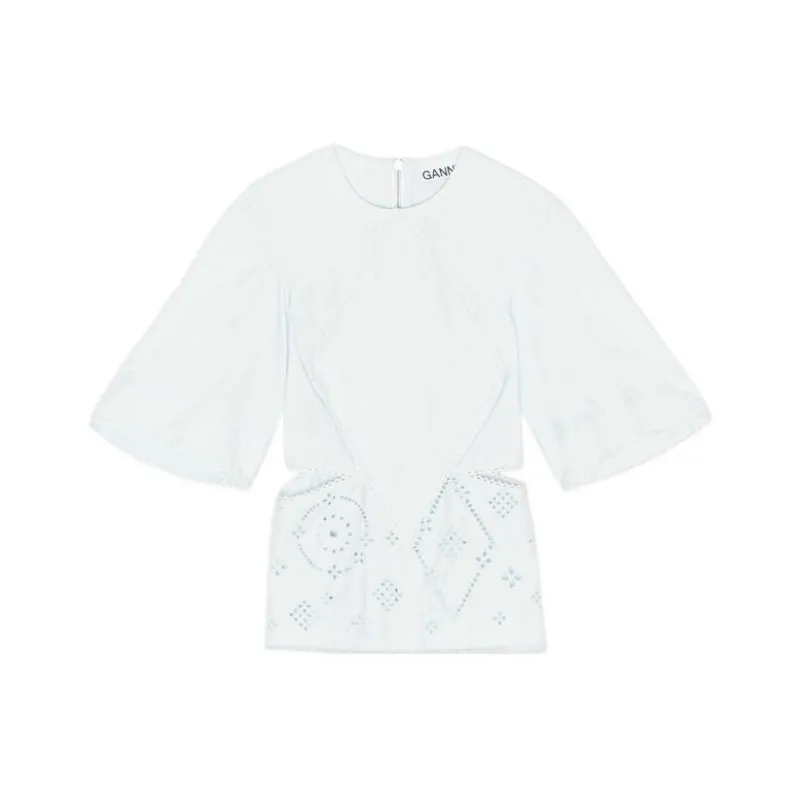 GANNI Broderie Anglaise Crewneck Top-0